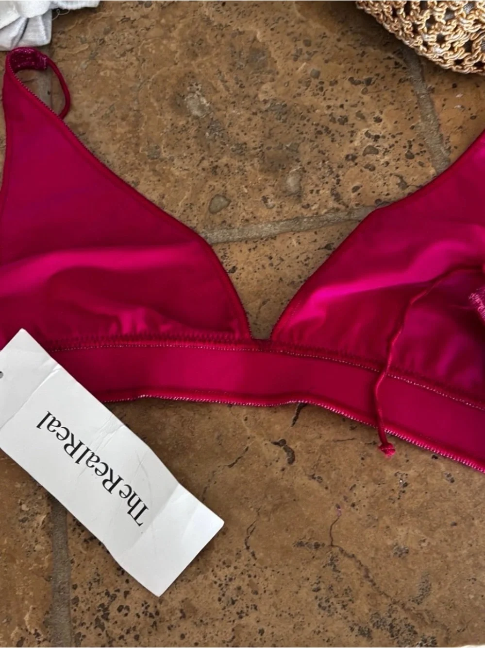 Oseree bikini lumiere metallic swim swimwear triangle Sparkling Magenta glitter